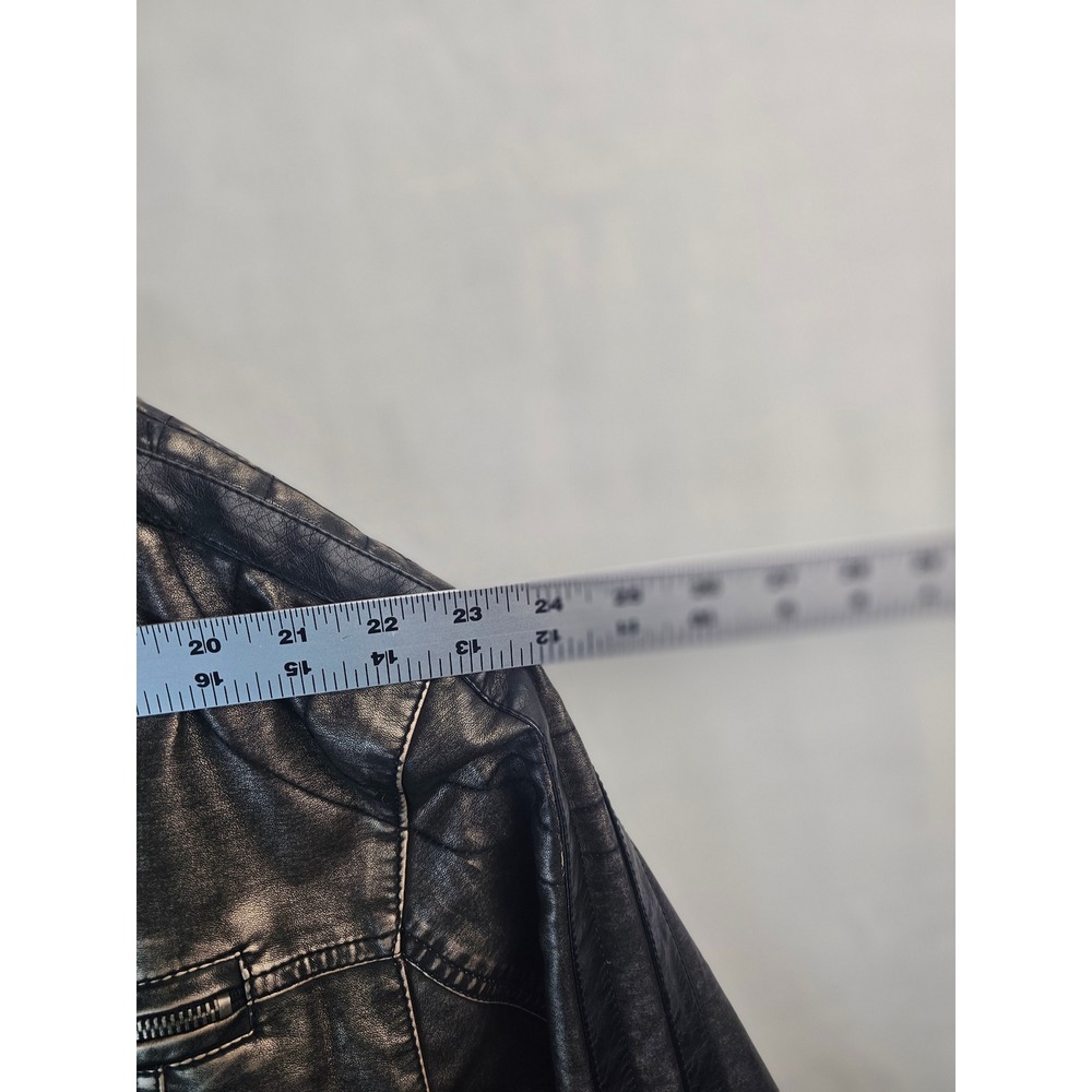 Machine Type Field Apparel Mens XXL Faux Leather Moto Jacket Metallic Pewter Zip - Picture 6 of 14